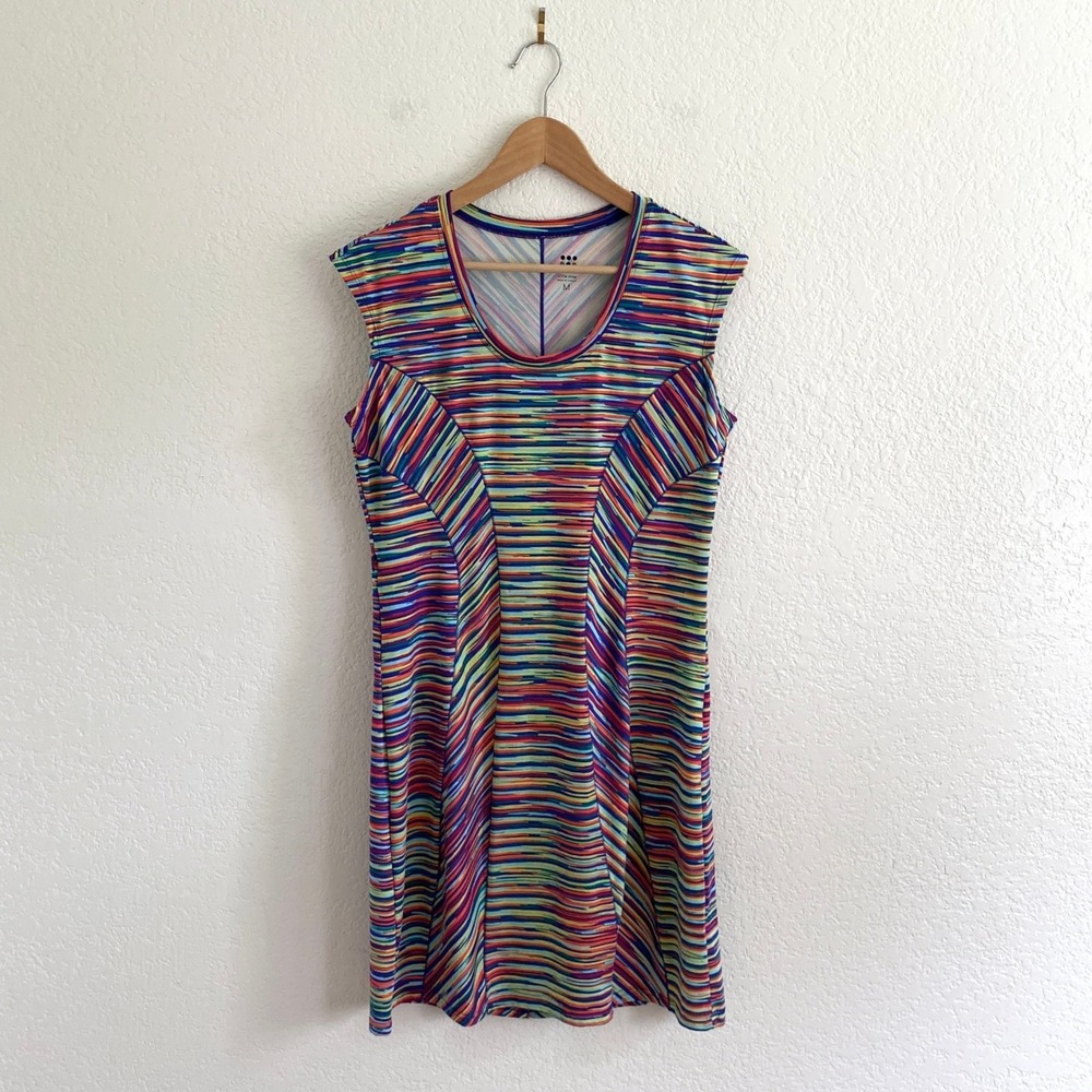 Title Nine Espionage Rainbow Athletic Dress Stretch Stripe Size‎ Medium